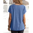 thumbnail image 3 of Gibobby Playera Corte clásico para Mujer Top casual verano para mujer Camiseta plisada con cuello en V manga corta(Azul,G), 3 of 5