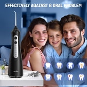 Sejoy Cordless Water Flosser Dental Teeth Cleaner with 6 Jet Tips, Professional 350ML Tank Rechargeable IPX7 Waterproof Dental Oral Irrigator for Home and Travel