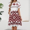 thumbnail image 2 of Bohemian Style Embroidery Dress Fashion Beach Short Sleeve Dresses Female Party Printed Sundress, 2 of 7