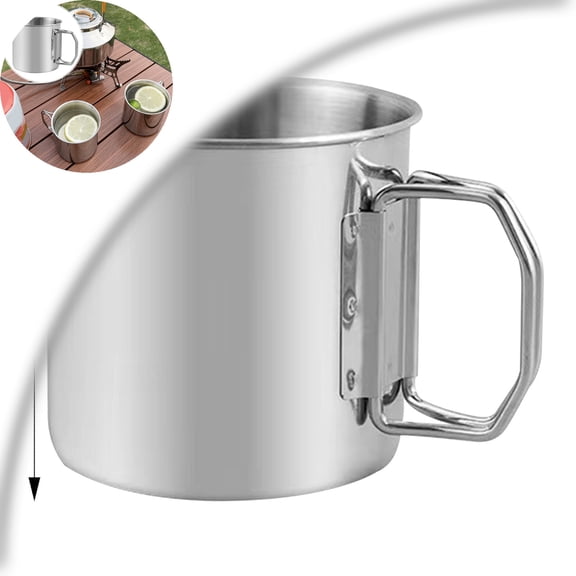 23.67oz Stackable Camping Mug with Folding Handle Stainless Steel Portable Camping Campfire Cup for Backpacking Outdoor Traveling Hiking Picnic