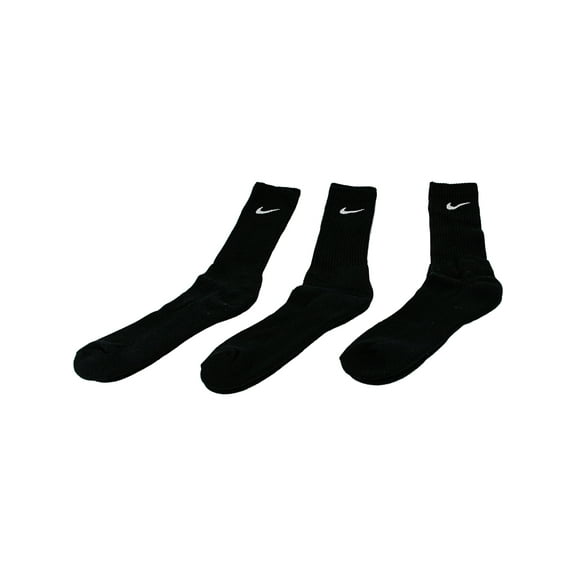 Nike Black / White Performance Cushioned Crew Socks 3-Pack Athletic - S
