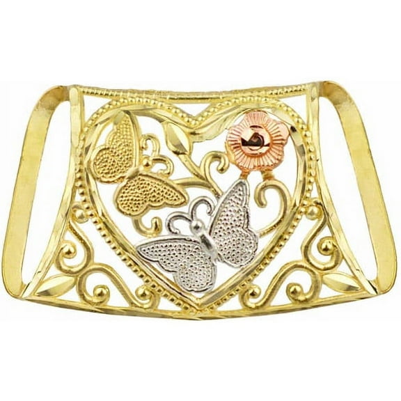 US GOLD 10kt Gold Butterfly With Flower Slide Charm Pendant