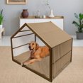 thumbnail image 2 of Checkered Pet House, Empty Checkerboard Wooden Seem Mosaic Texture Image Chess Game Hobby Theme, Outdoor & Indoor Portable Dog Kennel with Pillow and Cover, 5 Sizes, Brown Pale Brown, by Ambesonne, 2 of 4