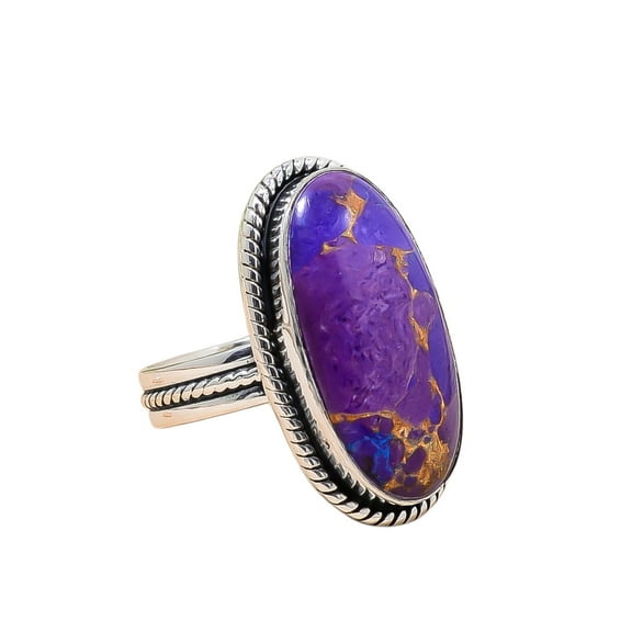 Copper Purple Turquoise 925 Sterling Silver Ring, 25X13 mm Oval Gemstone Ring, Purple Ring, Christmas Gift, Unique Jewelry Ring, Adjustable Ring V1261