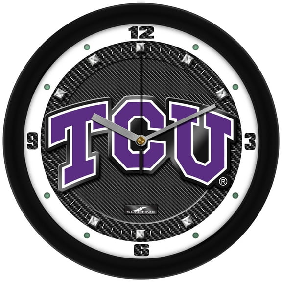 TCU Horned Frogs 11.5'' Suntime Premium Glass Face Carbon Fiber Wall Clock