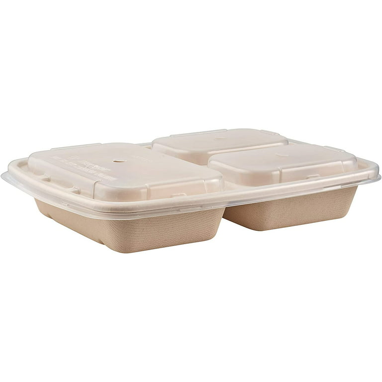 JAYEEY 28OZ Disposable bowls with lids, 2 Compartment  Compostable Sugarcane Fiber Food Container, Food Storage, Microwave Safe 50  PACK : Health & Household