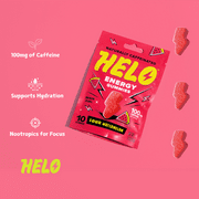 HELO Energy Gummies, Sour Watermelon 2 (10CTs) - 50mg of Caffeine per Gummy, Alpha GPC, Lions Mane, Ashwagandha, Cordyceps, Electrolytes, Vitamin B12