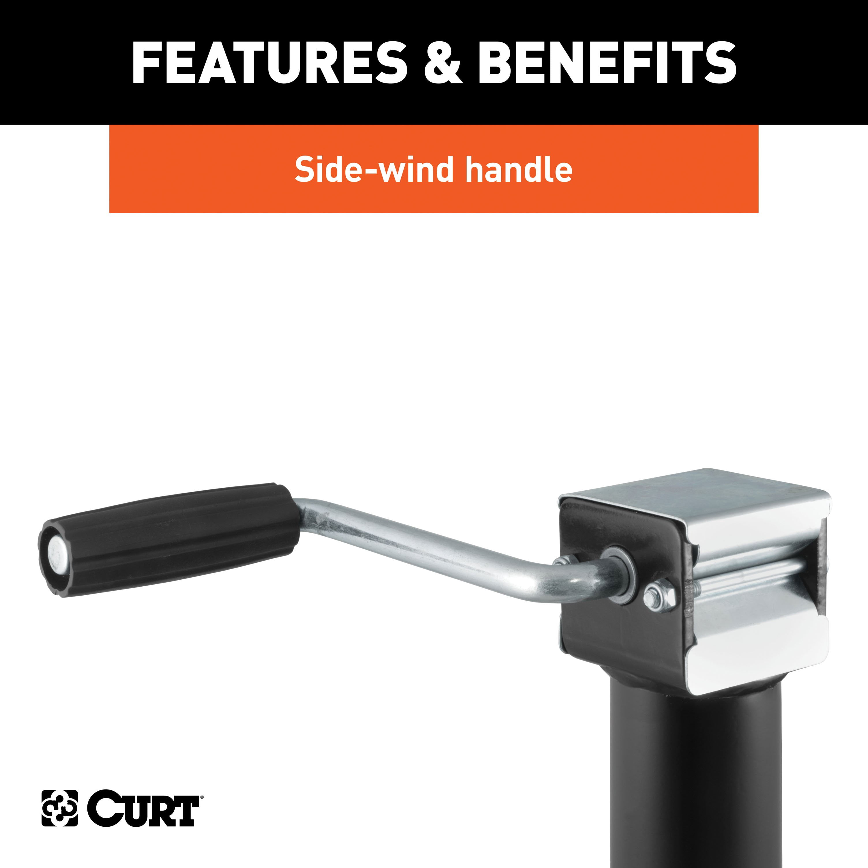 CURT 28321 Weld-On Pipe-Mount Swivel Trailer Jack, 2,000 lbs. 10 Inches Vertical Travel