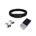 thumbnail image 1 of Set joyeria caballero Set Moneyclip MOLA Accesorios para caballero, Pulsera de piel, Mancuenillas, Moneyclip, porta billetes, acero inoxidable MOLA Moneyclip Accesorio para caballeros Negro, 1 of 6