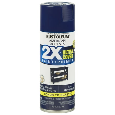 (3 Pack) Rust-Oleum American Accents Ultra Cover 2X Gloss Navy Blue Spray Paint and Primer in 1, 12 (Best Primer To Cover Dark Paint)