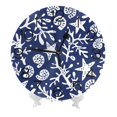 thumbnail image 2 of Reloj de pared con diseño de conchas blancas, corales y estrellas de mar en azul, silencioso, de 10 pulgadas, estilo rústico retro, decorativo para sala de estar, cocina, hogar, baño y dormitorio, 2 of 7