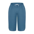 thumbnail image 7 of Petite Capri Pants for Women 2026 Elastic Waist Drawstring Stretchy Summer Pant Side Split Casual Lounge Capris with Pocket Light Blue M, 7 of 7