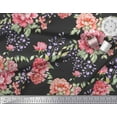 thumbnail image 3 of Soimoi Japan Crepe Satin Fabric Leaves & Peony Floral Print Fabric by The Yard 42 Inch Wide, 3 of 3