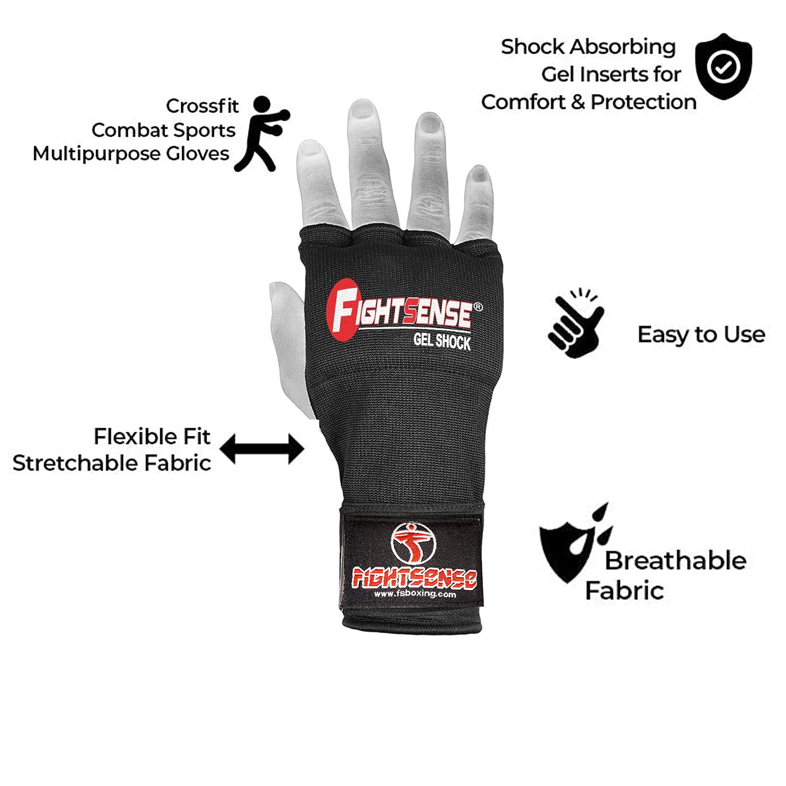 Everox Gel Padded Inner Gloves with Hand Wraps MMA Muay Thai Boxing Fight  PAIR