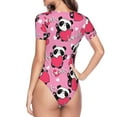 thumbnail image 4 of Easygdp Panda Heart Valentine Pink Women'S Waist-Cinching Short-Sleeved Onesie, Olastic Onesiet,Snaps At Bottom,Easy To Put On And Take Off - Medium, 4 of 9