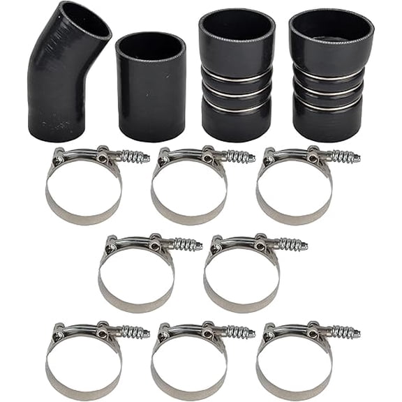 Turbo Intercooler CAC Boots Clamps Kit Compatible with Ford 6.0L Powerstroke Diesel 2003-2007 (Black)