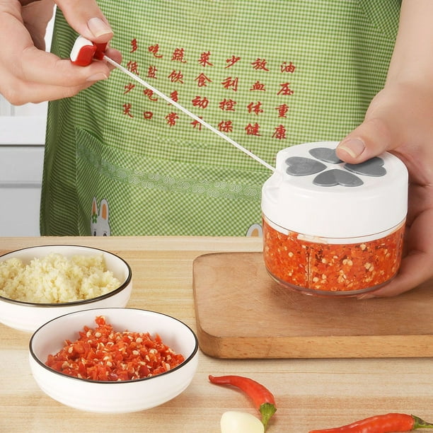 Picadora De Verduras Y Ajo Para Alimentos, Herramienta Manual De Cocina, Color Gris