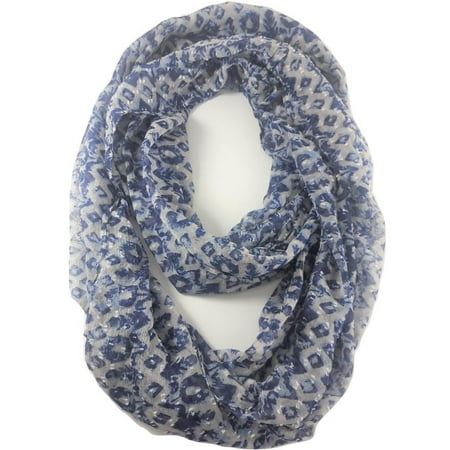 Big Buddha Navy Feather and Flower Infinity scarf
