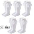 thumbnail image 1 of Xiao Hua Conjunto de 5 calcetines hasta la rodilla para niñas, calcetines largos con lazo, color blanco (0-1 año), 1 of 5