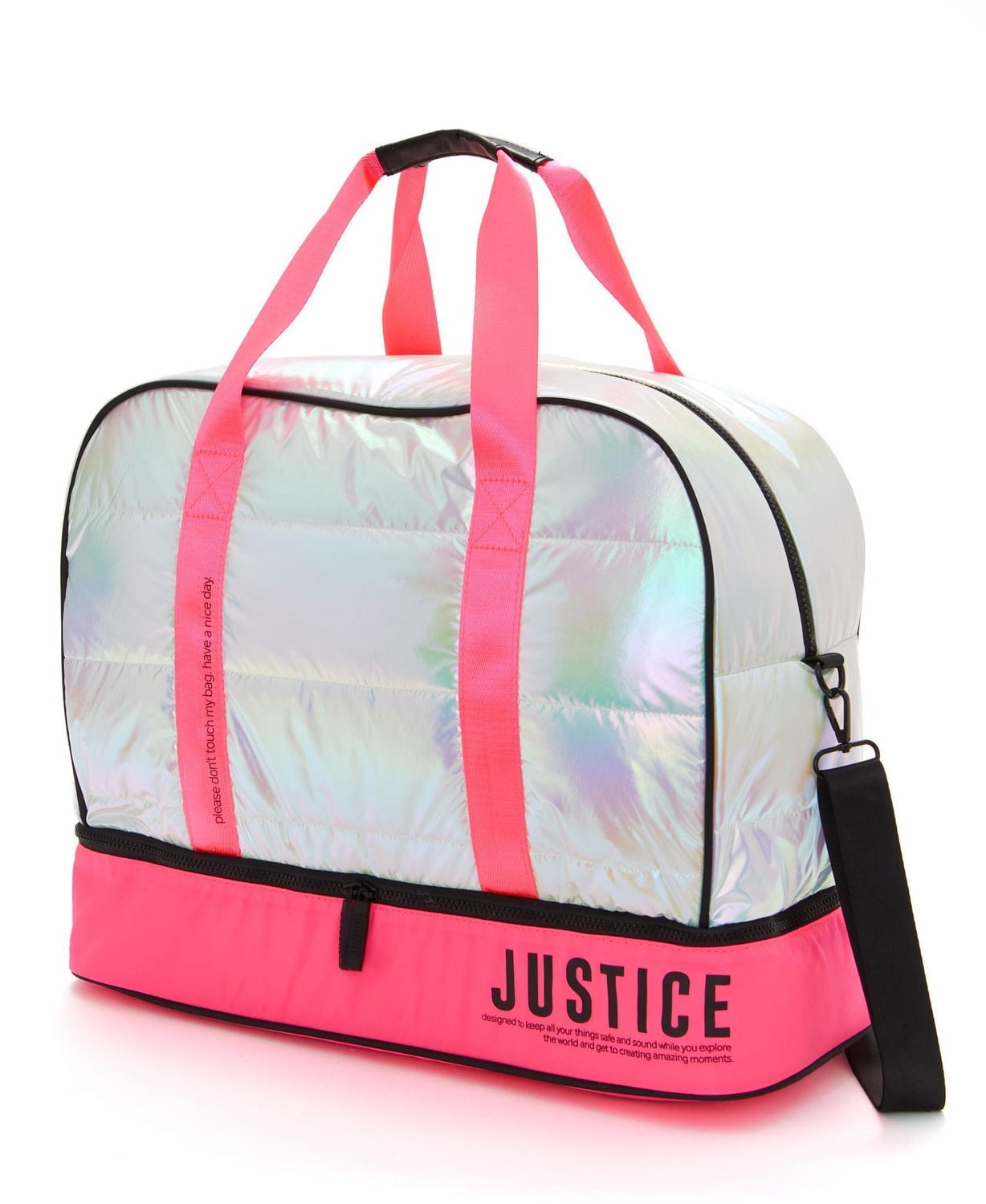 Justice Color Blocked Duffel Bouffante en nylon brillant