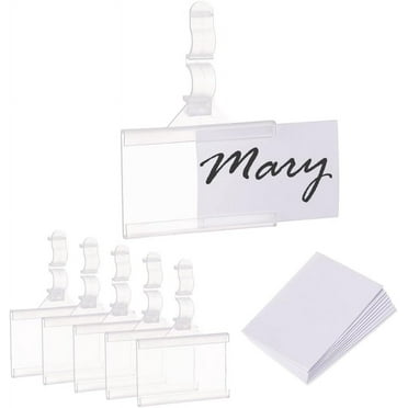 64 Pack Plastic Wire Shelf Label Holder Reusable Sign Ticket Holder 1.2" X 2" Clip-On Sign Label Holder with Snap Lock Closure 64 Label Cards Mixed Color DIY