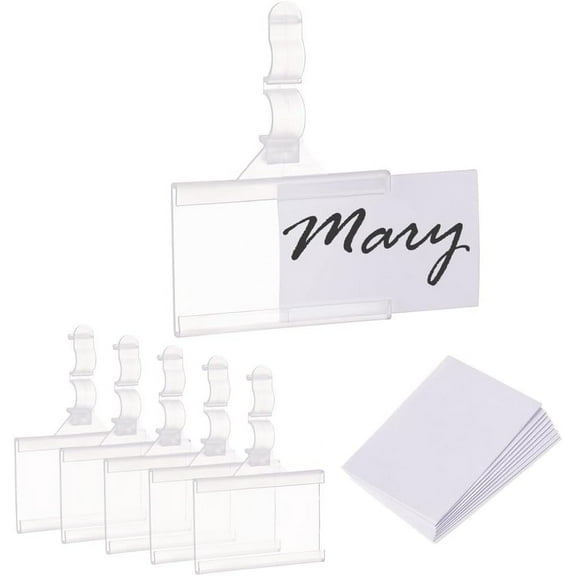 64 Pack Plastic Wire Shelf Label Holder Reusable Sign Ticket Holder 1.2" X 2" Clip-On Sign Label Holder with Snap Lock Closure 64 Label Cards Mixed Color DIY