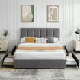 thumbnail image 1 of VECELO Queen Size Bed Frame with 4 Storage Drawers, Modern Upholstered Platform Bed with Adjustable Headboard, Wood Slat Support/Easy Assembly, Dark Gray, 1 of 7