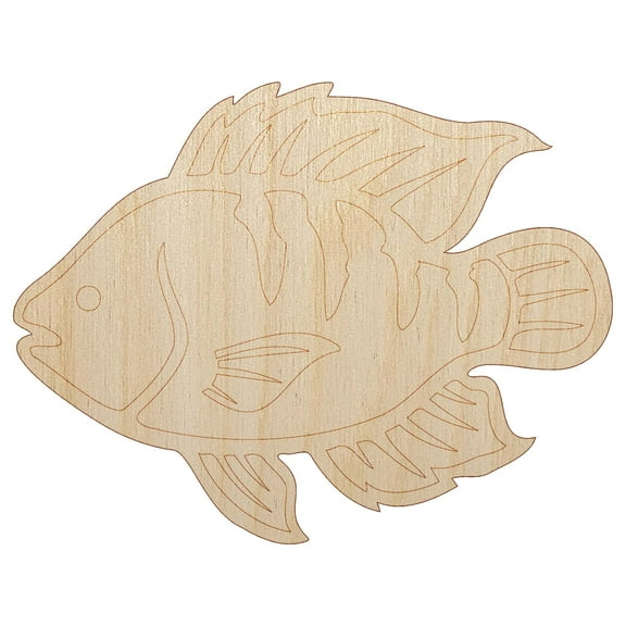 Tilapia Fish Fishing Wood Shape Unfinished Piece Cutout Craft DIY Projects - 4.70 Inch Size - 1/8 Inch Thick