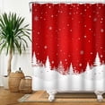thumbnail image 5 of Duangreer Red Christmas Snowy Pine Tree Shower Curtain, Winter Snowflake Holiday Bathroom Decor with 12 Hooks, Waterproof, 72"x84", 5 of 5