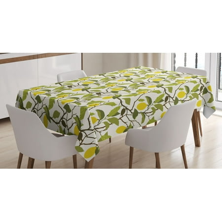 

Lemons Tablecloth Bloomless Lemon Tree with Ripe Fruits and Lobed Leaves Illustration Rectangular Table Cover for Dining Room Kitchen 60 X 84 Inches Olive Green and Yellow by Ambesonne