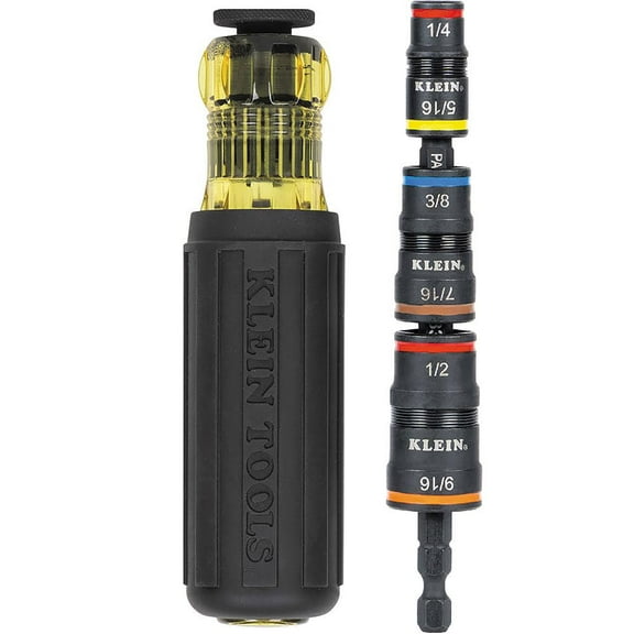 Klein Tools 7in1 Impact Rated Flip Socket Set w/Handle, Black/Yellow