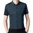 thumbnail image 4 of Camisa de manga corta para hombres Streetwear Cool Pullover Ligero Verano Elegante para hombre Camisa de vestir de manga corta Casual Solapa Tops para Yinane camisa de rayas, 4 of 8