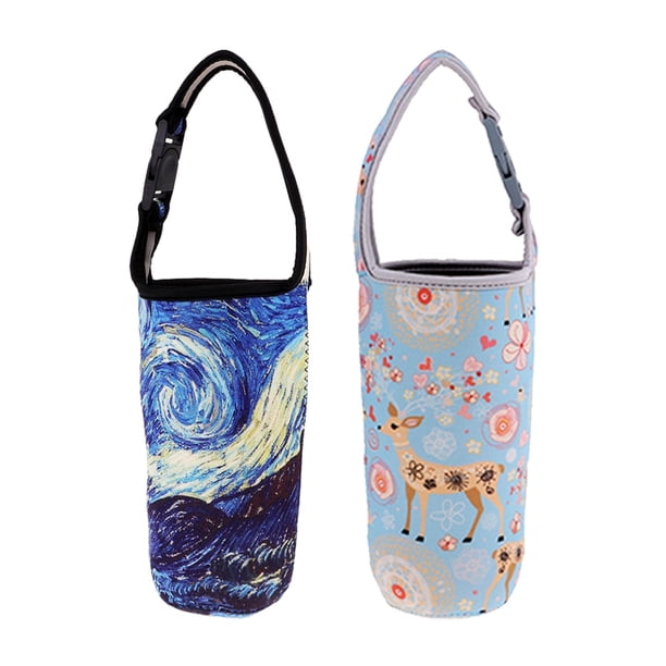 2 portavasos de neopreno aislado, funda protectora para portavasos, funda para botella de agua, funda para bebidas, soporte para mochilero al aire libre Azul Soledad none