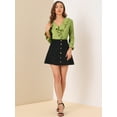 thumbnail image 3 of Blusa de gasa Allegra K con cuello En V volantes Verde claro S, 3 of 6