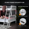 thumbnail image 3 of Ktaxon Bunk Bed Twin Over Full Size with 15 inches Extra Tall Guardrail/LED Light/Charging Station, Convertible Solid Wood Bed, Heavy Duty Wood Slats Support, White, 3 of 10