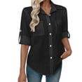 thumbnail image 6 of Zivyakyron Office Womans Shirts Fall Casual Long Sleeve Cotton Linen Blouse Women Loose Solid Going Out Collared Tops Black S, 6 of 10