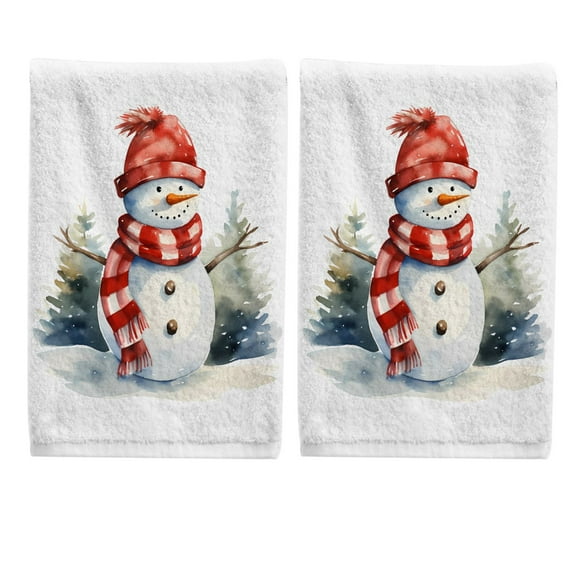 Ryvnso Christmas Snowman Hand Towels Set for Bathroom Cotton Face Towel Decorative 15.5x29.5 inch