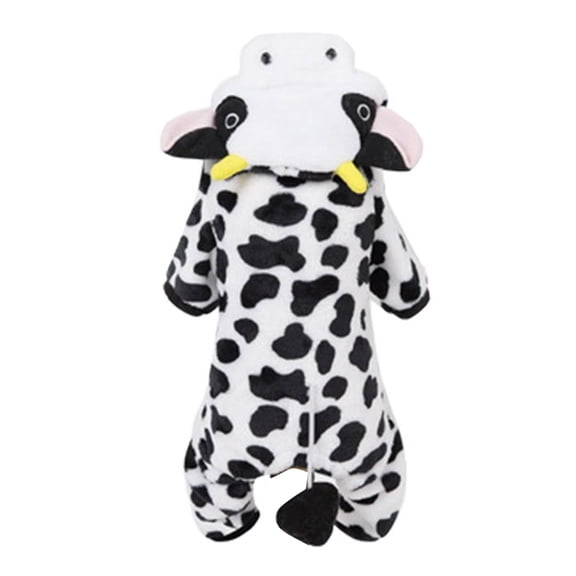 Tizuqe Hooded Dog Winter Coat Cow Pullover for Cold Weather Four-Legged Clothing