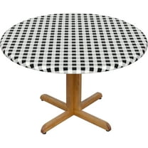 Round Fitted Tablecloth 44 Inch, White Buffalo Plaid Elastic Fitted Round Table Cover Tablecloth Fitted Water and Stain Resistant Table Cloths Fabric Tablecloth for Buffet Table, Holiday Dinner