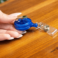 thumbnail image 4 of 5 Pack - Translucent Badge Reel Holders with Alligator Swivel Clip - Retractable Plastic Round Zip Reels - Cute Retracting Lanyards for Office Name Tags & Nurse Swipe Badges by Specialist ID (Blue), 4 of 7