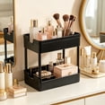 thumbnail image 5 of Naittoop Bathroom Counter Organizer with Drain Holes, 2-Tier Plastic Storage Organizer for Makeup Perfume Skincare,Vanity Storage Tray for Bedroom, Living Room, Spice Racks Black, 5 of 5