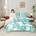 thumbnail image 4 of Feelyou Cartoon Cherry Blossoms Bedding Comforter Set, Cyan Tropical Palm Twin Comforter Sets, Teens Kids Boys Girls Reversible Bedding Set, Breathable Home Decor, 2pcs, 4 of 8