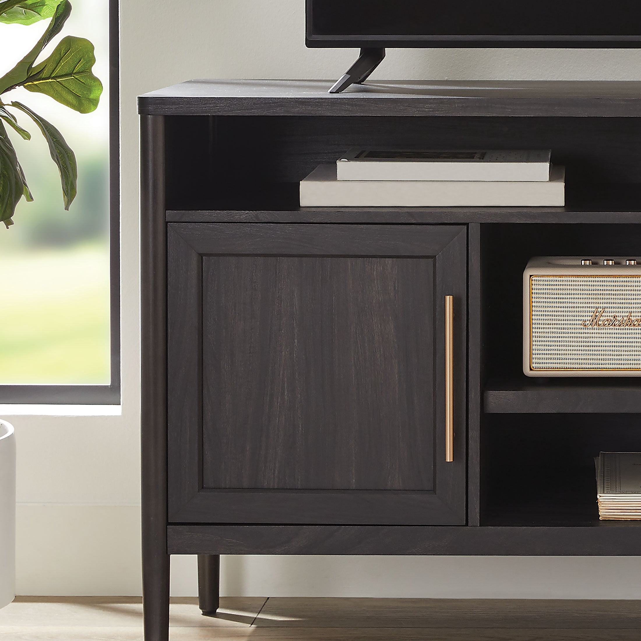 Better Homes & Gardens Oaklee TV Stand for TVs up to 70”, Charcoal Finish