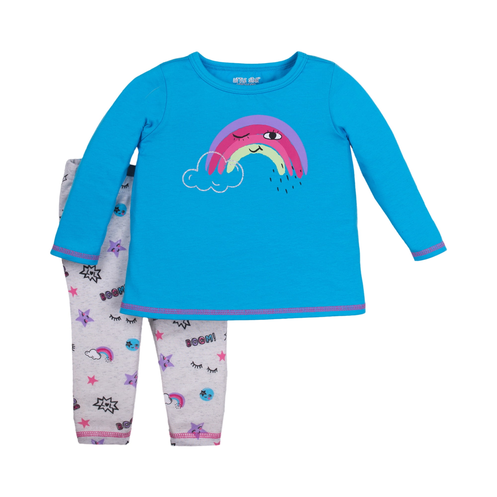 Little Star Organic Newborn and Baby Girls Long Sleeve Tshirt & Pants