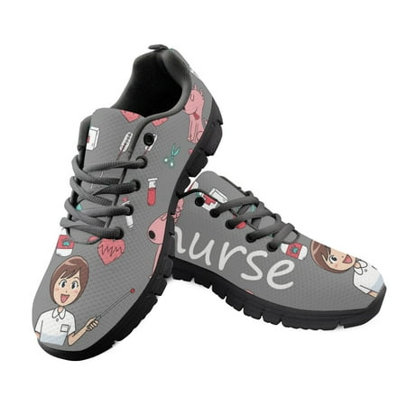 

Light Lace Up Sport Running Ladies Shoes For Women 2023 Sneakers Woman Casual Shoes Cartoon Nurse 3D Print Mesh Womens Flats