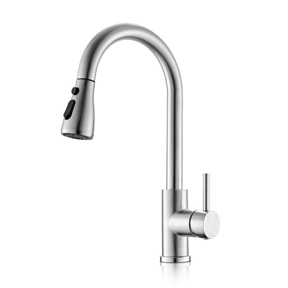 Kitchen Faucet with Pull Down Sprayer, 3 Hole Brushed Nickel RV Kitchen Faucet with Water Line, Stainless Steel Commercial Kitchen Faucet