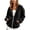 Black, variant on Women's Velour Hooded Jacket Long Sleeve Hoodies Coats Full Zip Up Outerwear Soft Warm Velvet Jacket with Pockets (Blue)