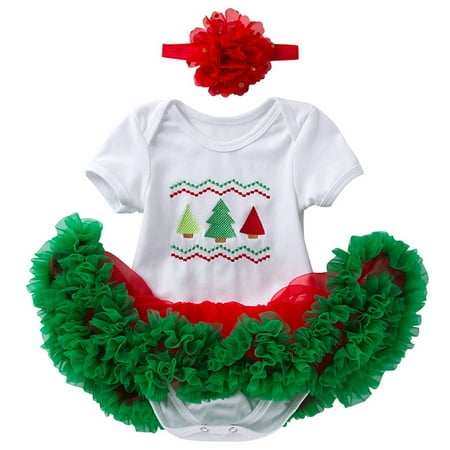 

Baby Dress 1 Set of Christmas Costume Baby Dress Cartoon Embroidery Skirt with Hair Band