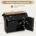 thumbnail image 3 of Costway Rolling Kitchen Island Kitchen Island Cart with Drop Leaf Trash Can Cabinet Black, 3 of 10