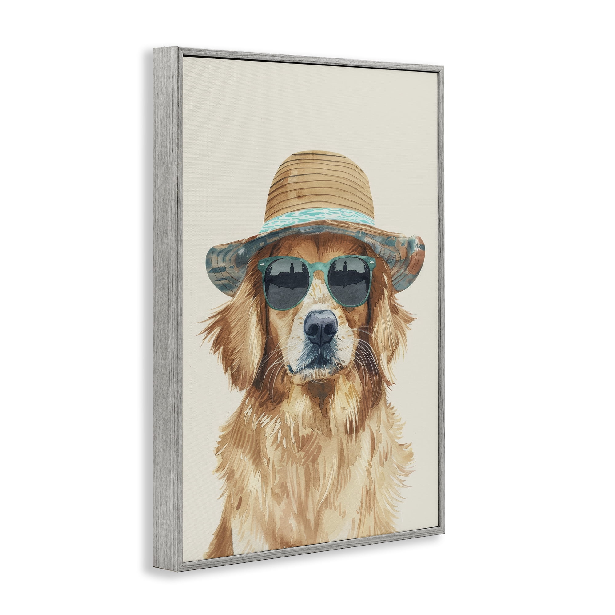Stupell Industries Hipster Labrador Dog Animals & Insects Painting Gray Framed Art Print Wall Art, 20 x 30
